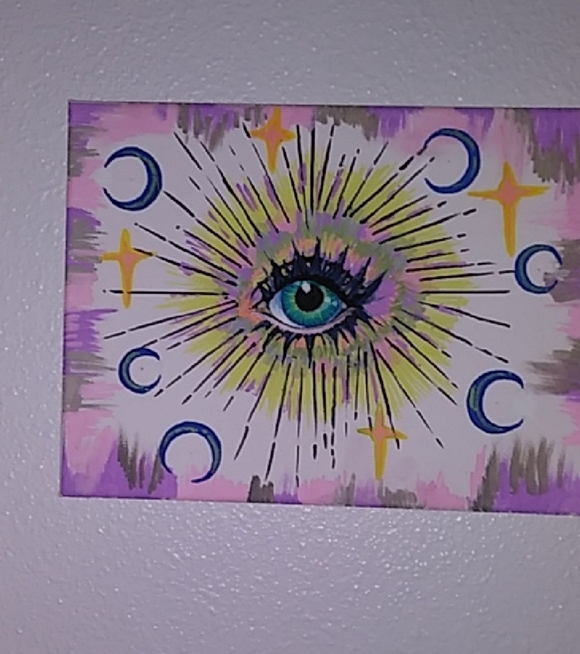 Other - Mystical Eye Canvas Art w Stars✨and Moons 12"×9" By Andrea W.